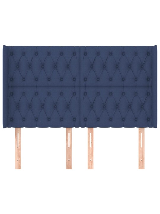 Voodipeats servadega, sinine, 163x16x118/128 cm, kangas