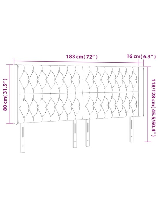 Voodipeats servadega, must, 183x16x118/128 cm, kangas