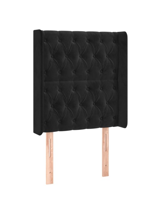 Voodipeats servadega, must, 83x16x118/128 cm, samet