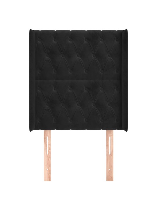 Voodipeats servadega, must, 83x16x118/128 cm, samet