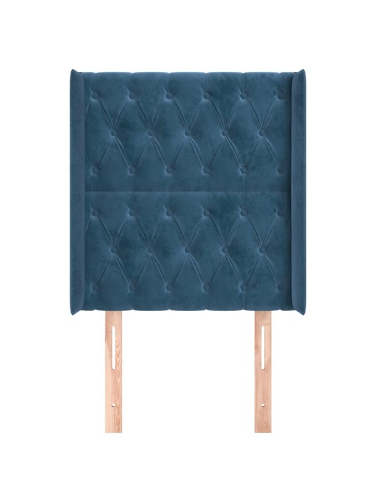 Voodipeats servadega, tumesinine, 83x16x118/128 cm, samet