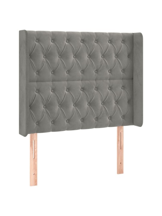 Voodipeats servadega, helehall, 93x16x118/128 cm, samet
