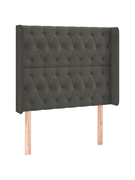 Voodipeats servadega, tumehall, 93x16x118/128 cm, samet