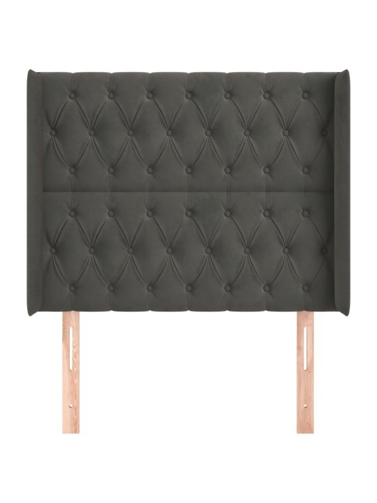 Voodipeats servadega, tumehall, 93x16x118/128 cm, samet