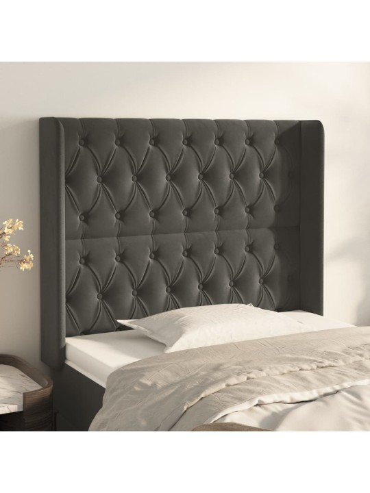 Voodipeats servadega, tumehall, 93x16x118/128 cm, samet