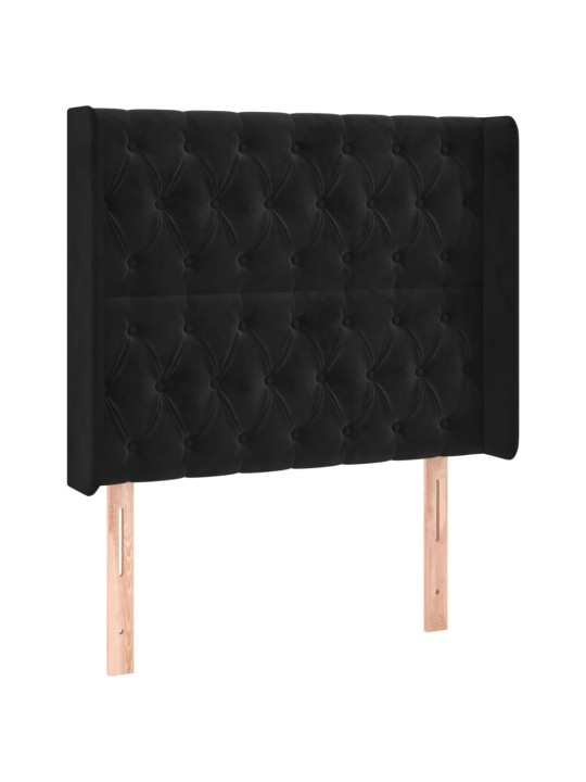 Voodipeats servadega, must, 93x16x118/128 cm, samet