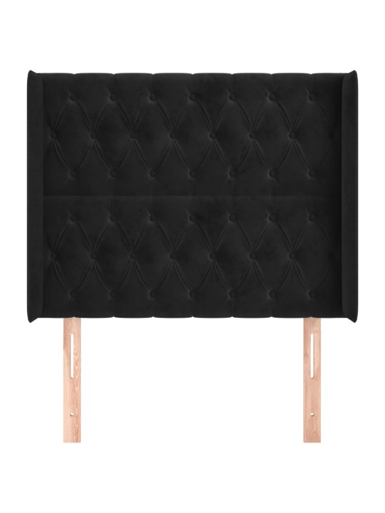 Voodipeats servadega, must, 93x16x118/128 cm, samet