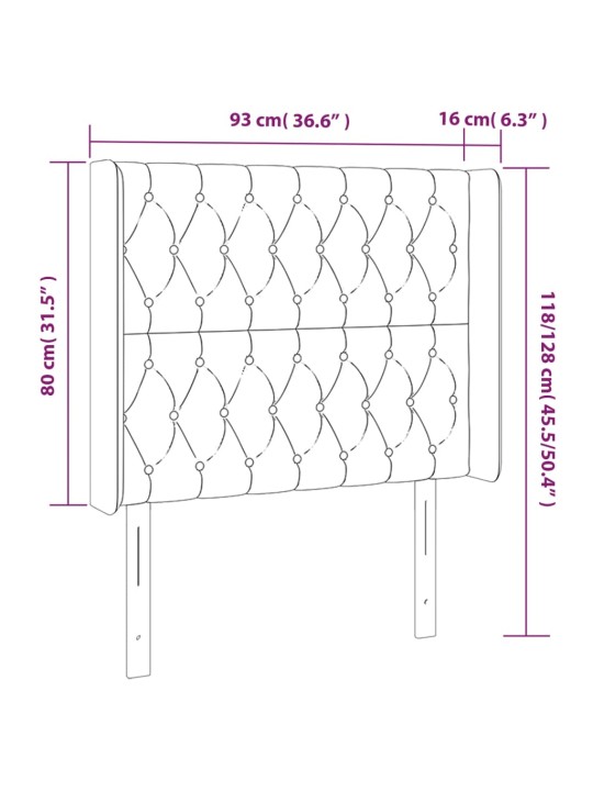 Voodipeats servadega, tumeroheline, 93x16x118/128 cm, samet
