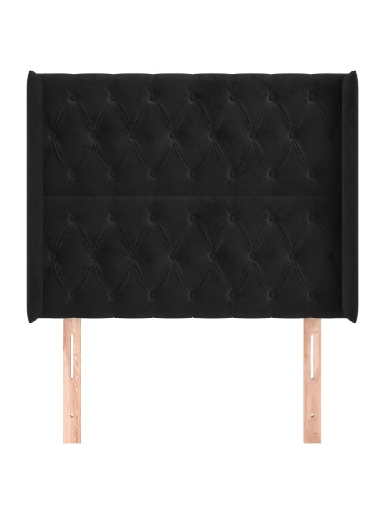 Voodipeats servadega, must, 103x16x118/128 cm, samet