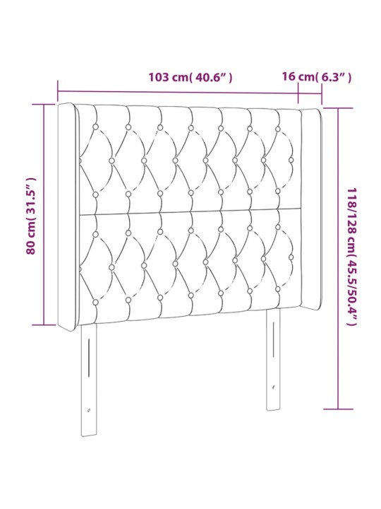 Voodipeats servadega, tumeroheline, 103x16x118/128 cm, samet