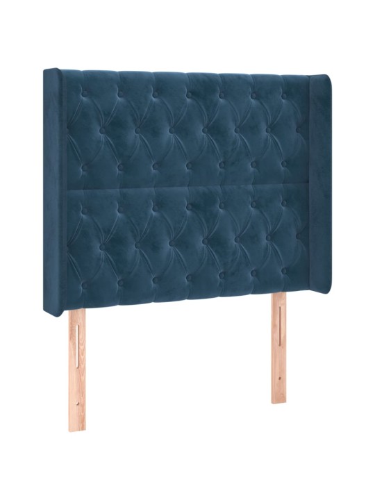 Voodipeats servadega, tumesinine, 103x16x118/128 cm, samet