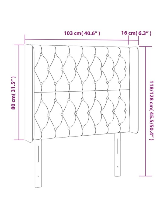 Voodipeats servadega, tumesinine, 103x16x118/128 cm, samet