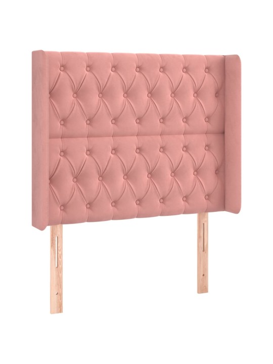 Voodipeats servadega, roosa, 103x16x118/128 cm, samet