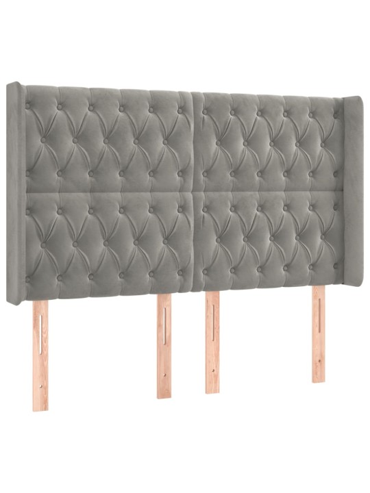 Voodipeats servadega, helehall, 147x16x118/128 cm, samet