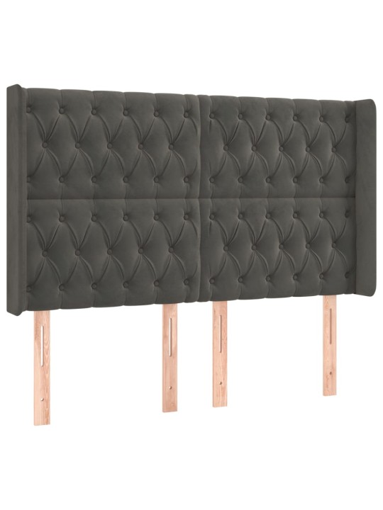 Voodipeats servadega, tumehall, 147x16x118/128 cm, samet