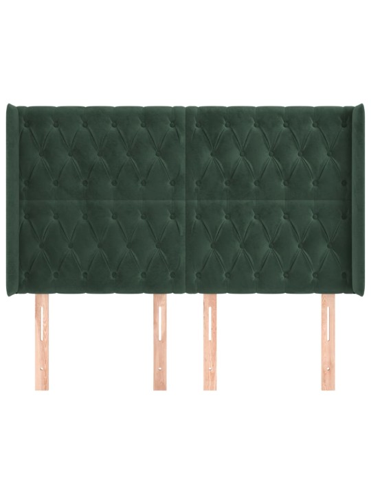 Voodipeats servadega, tumeroheline, 147x16x118/128 cm, samet