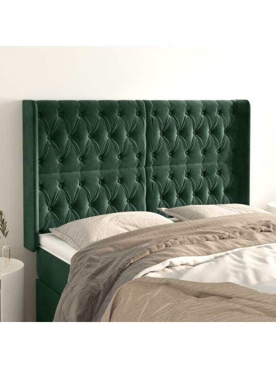 Voodipeats servadega, tumeroheline, 147x16x118/128 cm, samet