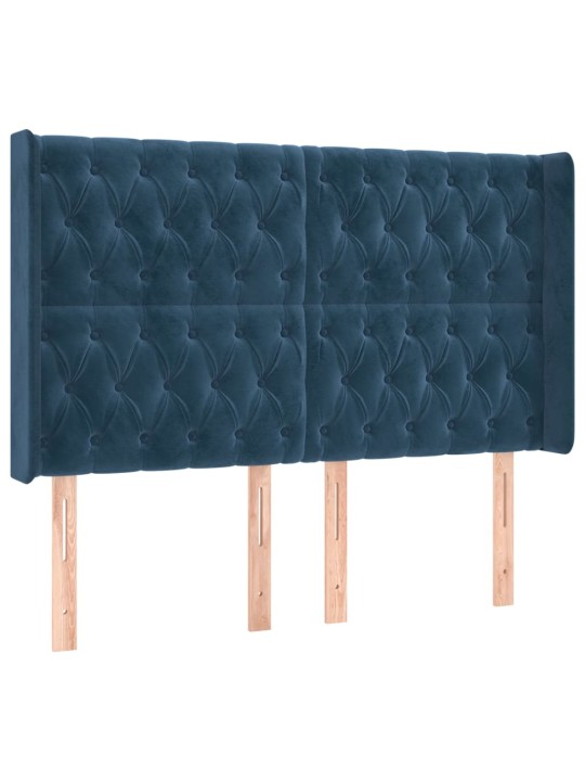 Voodipeats servadega, tumesinine, 147x16x118/128 cm, samet