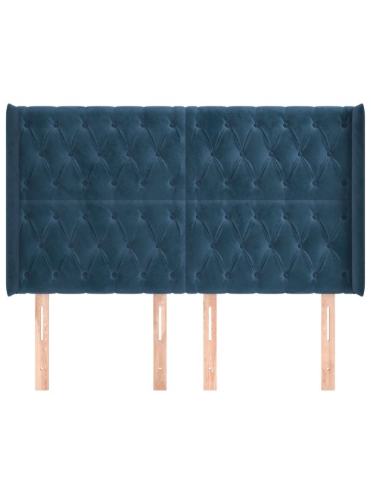 Voodipeats servadega, tumesinine, 147x16x118/128 cm, samet