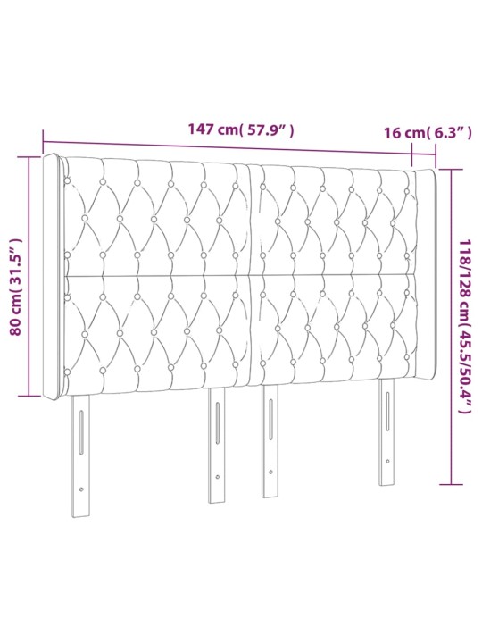 Voodipeats servadega, tumesinine, 147x16x118/128 cm, samet