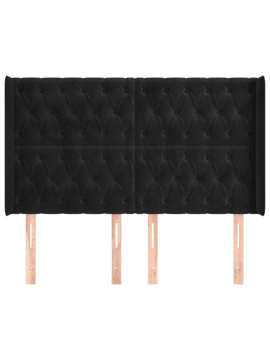 Voodipeats servadega, must, 163x16x118/128 cm, samet