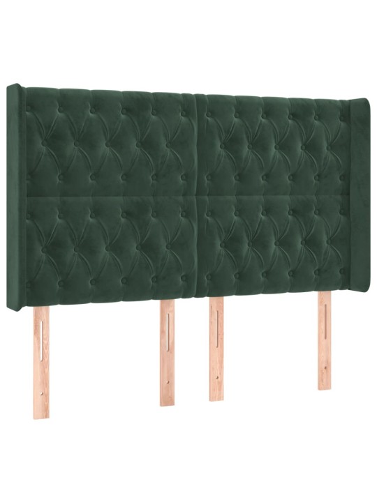 Voodipeats servadega, tumeroheline, 163x16x118/128 cm, samet