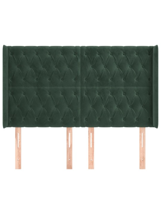 Voodipeats servadega, tumeroheline, 163x16x118/128 cm, samet