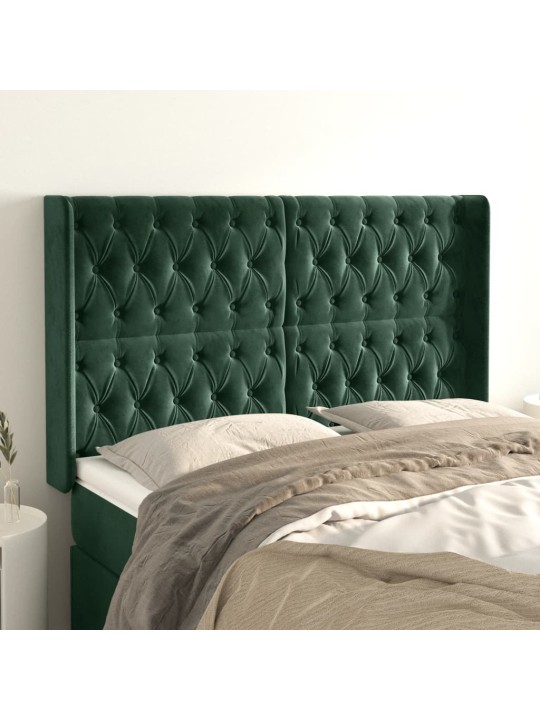 Voodipeats servadega, tumeroheline, 163x16x118/128 cm, samet