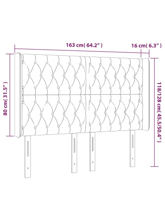 Voodipeats servadega, tumesinine, 163x16x118/128 cm, samet