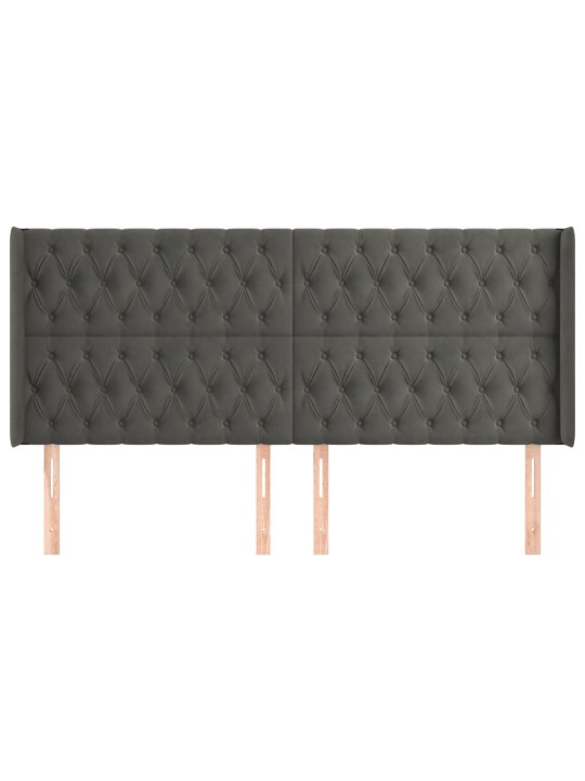 Voodipeats servadega, tumehall, 183x16x118/128 cm, samet