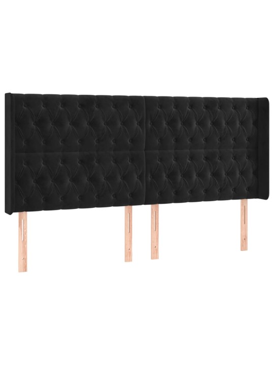 Voodipeats servadega, must, 183x16x118/128 cm, samet