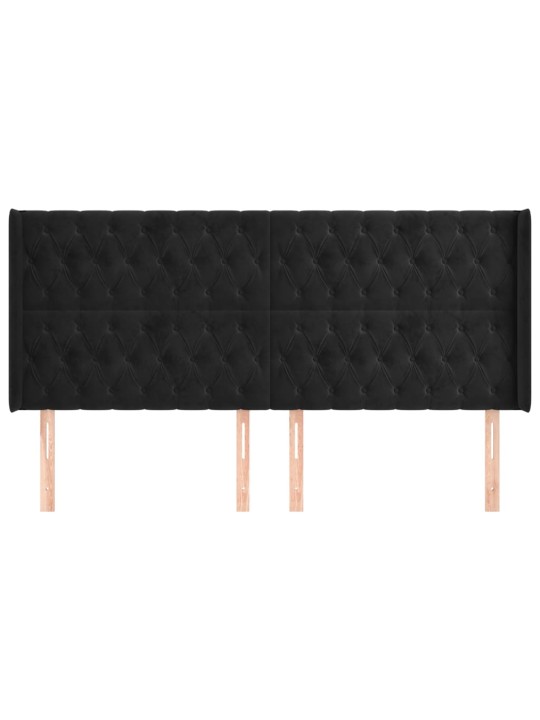 Voodipeats servadega, must, 183x16x118/128 cm, samet