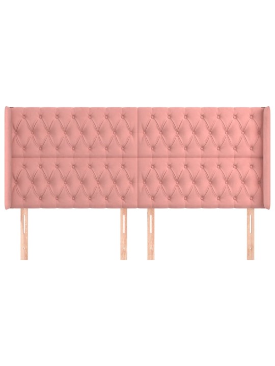 Voodipeats servadega, roosa, 183x16x118/128 cm, samet