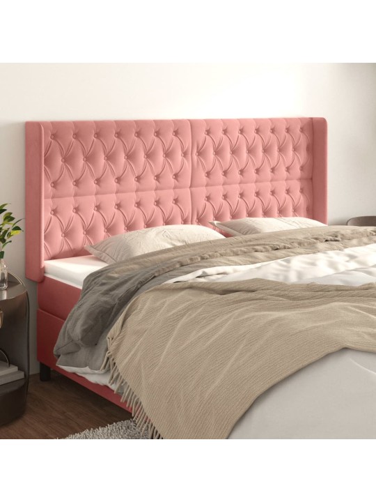 Voodipeats servadega, roosa, 183x16x118/128 cm, samet