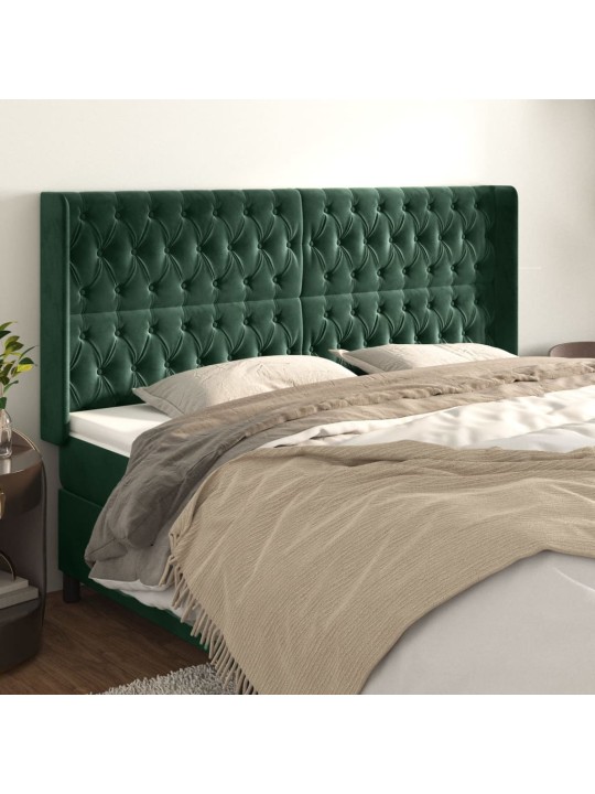 Voodipeats servadega, tumeroheline, 203x16x118/128 cm, samet