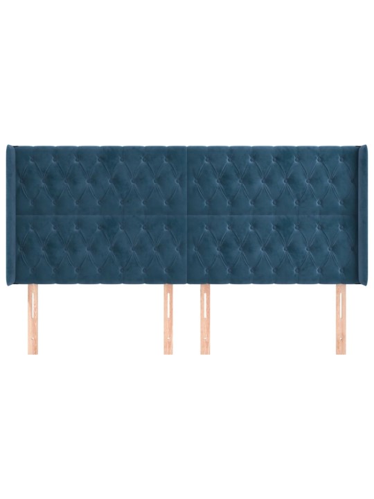 Voodipeats servadega, tumesinine, 203x16x118/128 cm, samet