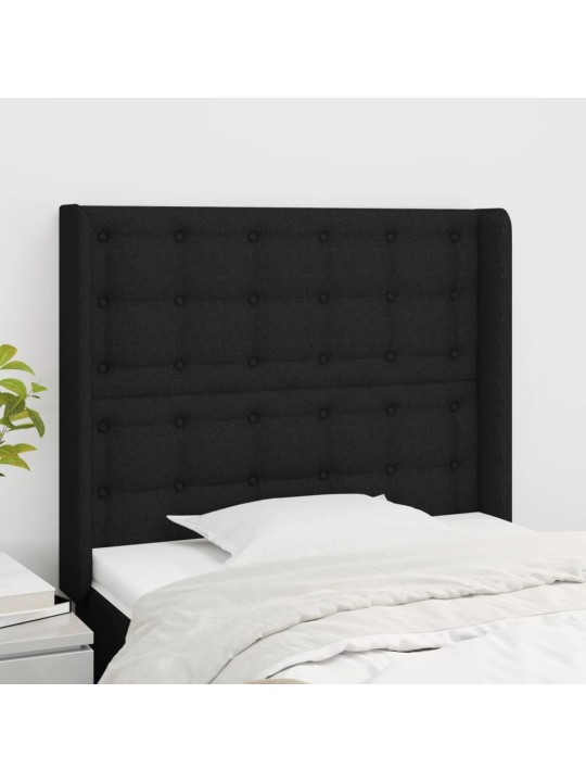 Voodipeats servadega, must, 93x16x118/128 cm, kangas