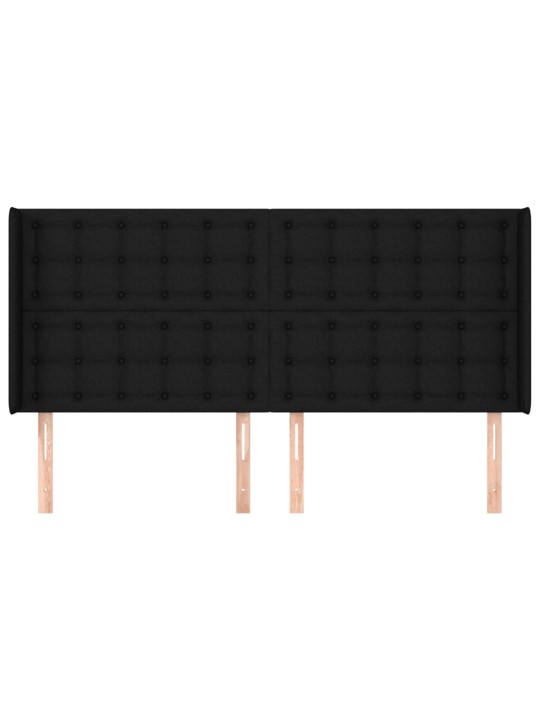 Voodipeats servadega, must, 203x16x118/128 cm, kangas