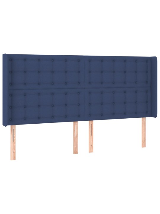 Voodipeats servadega, sinine, 203x16x118/128 cm, kangas