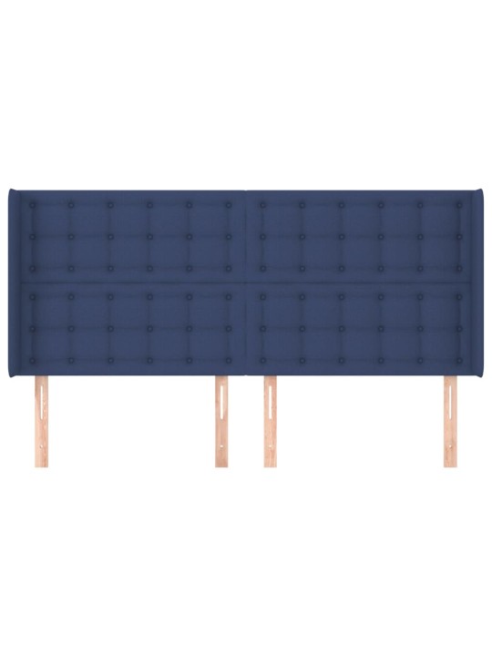 Voodipeats servadega, sinine, 203x16x118/128 cm, kangas