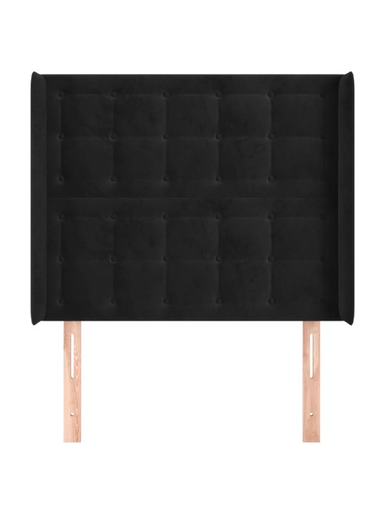 Voodipeats servadega, must, 83x16x118/128 cm, samet
