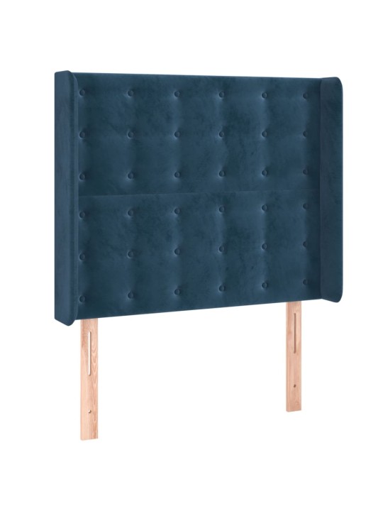 Voodipeats servadega, tumesinine, 83x16x118/128 cm, samet