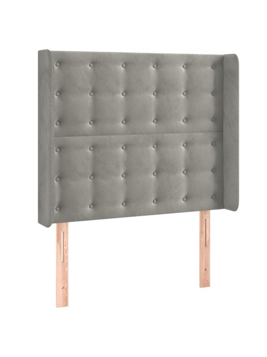 Voodipeats servadega, helehall, 93x16x118/128 cm, samet