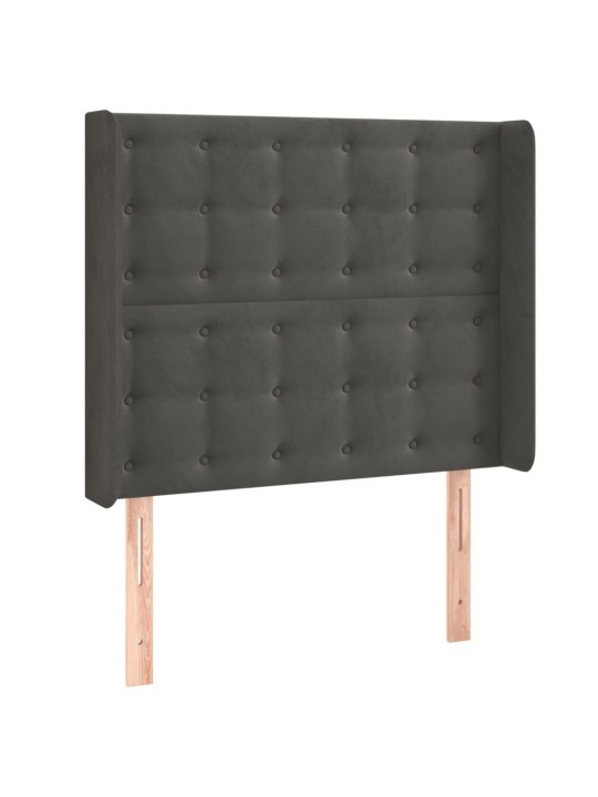 Voodipeats servadega, tumehall, 93x16x118/128 cm, samet