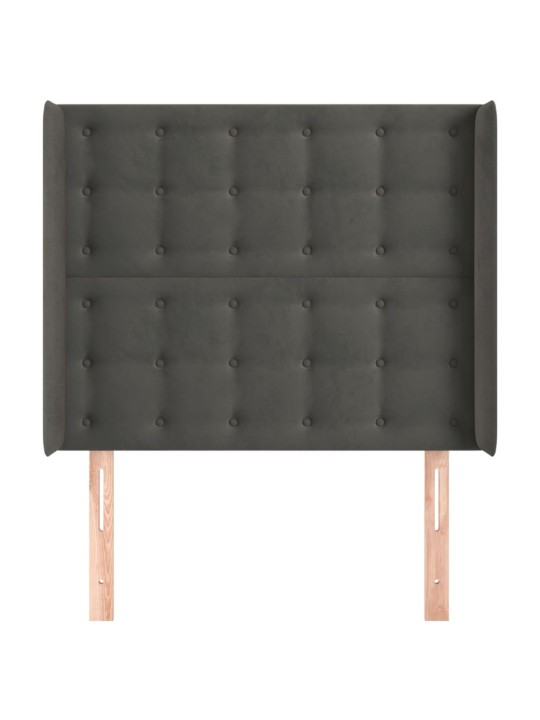 Voodipeats servadega, tumehall, 93x16x118/128 cm, samet
