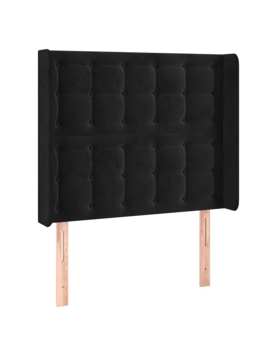 Voodipeats servadega, must, 93x16x118/128 cm, samet