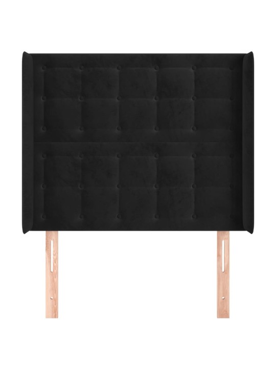 Voodipeats servadega, must, 93x16x118/128 cm, samet