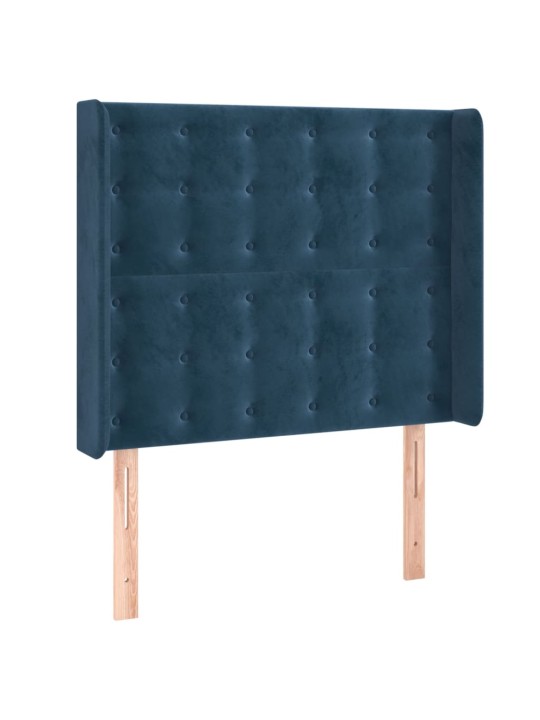 Voodipeats servadega, tumesinine, 93x16x118/128 cm, samet