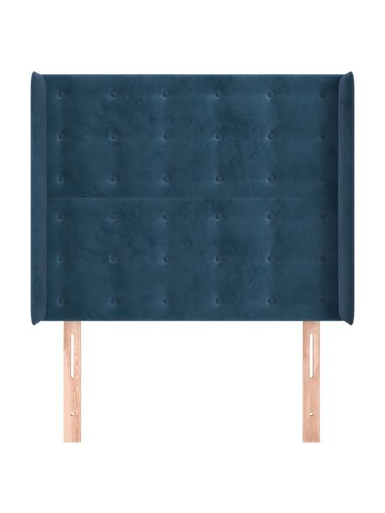 Voodipeats servadega, tumesinine, 93x16x118/128 cm, samet