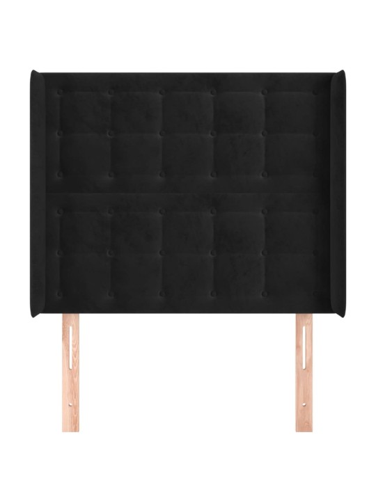 Voodipeats servadega, must, 103x16x118/128 cm, samet